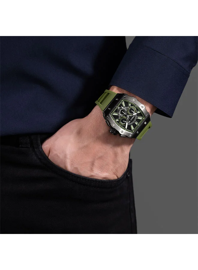 CERRUTI 1881 green Men's Gubbio Green Dial Silicone Strap Chronograph Watch for Men, 43.5mm for Men | Best Price UAE